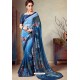 Blue Designer Printed Casual Georgette Sari