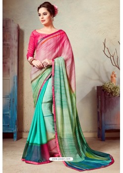 Multi Colour Designer Printed Casual Georgette Sari