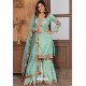 Aqua Mint Heavy Designer Party Wear Sharara Suit