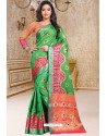 Forest Green Designer Soft Silk Party Wear Sari