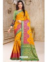 Yellow Designer Soft Silk Party Wear Sari