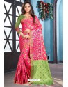 Hot Pink Designer Soft Silk Party Wear Sari