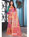 Hot Pink Designer Art Silk Party Wear Sari