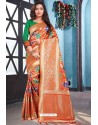 Orange Designer Art Silk Party Wear Sari