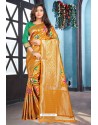 Mustard Designer Art Silk Party Wear Sari