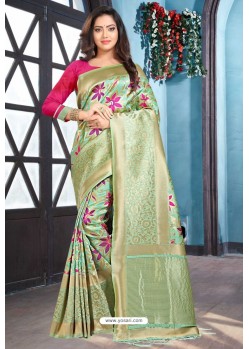 Sea Green Designer Art Silk Party Wear Sari