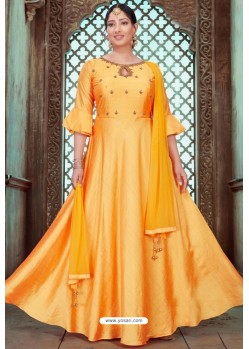 Yellow Latest Embroidered Designer Anarkali Suit