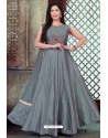 Grey Latest Embroidered Designer Anarkali Suit