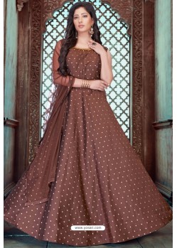 Coffee Latest Embroidered Designer Anarkali Suit