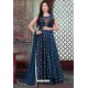 Teal Blue Latest Embroidered Designer Anarkali Suit