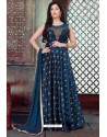 Teal Blue Latest Embroidered Designer Anarkali Suit