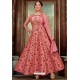 Peach Latest Embroidered Designer Anarkali Suit