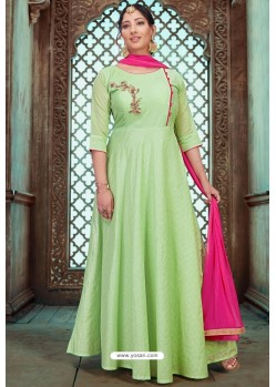 Green Latest Embroidered Designer Anarkali Suit
