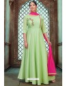 Green Latest Embroidered Designer Anarkali Suit