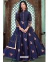 Navy Blue Latest Embroidered Designer Anarkali Suit