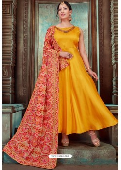 Yellow Latest Embroidered Designer Anarkali Suit