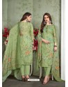 Green Designer Printed Heavy Muslin Straight Salwar Suit
