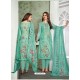 Aqua Mint Designer Printed Heavy Muslin Straight Salwar Suit