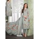 Silver Designer Printed Heavy Muslin Straight Salwar Suit