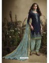 Navy Blue Designer Embroidered Punjabi Patiala Suit