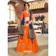 Orange Designer Fancy Wear Banarasi Silk Lehenga Choli