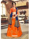 Orange Designer Fancy Wear Banarasi Silk Lehenga Choli