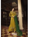Yellow Designer Heavy Satin Georgette Salwar Suit