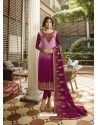 Medium Violet Designer Heavy Satin Georgette Salwar Suit