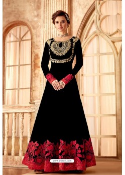 Black Latest Embroidered Designer Anarkali Suit