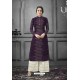 Purple Designer Party Wear Munga Silk Palazzo Suit