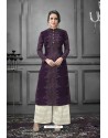 Purple Designer Party Wear Munga Silk Palazzo Suit