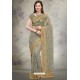 Olive Green Designer Fancy Party Wear Net Sari