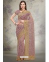 Dusty Pink Designer Fancy Party Wear Net Sari