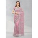 Light Pink Designer Fancy Party Wear Net Sari