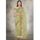 Green Designer Fancy Party Wear Net Sari