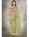 Green Designer Fancy Party Wear Net Sari