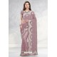 Mauve Designer Fancy Party Wear Net Sari