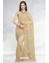 Gold Designer Fancy Party Wear Net Sari