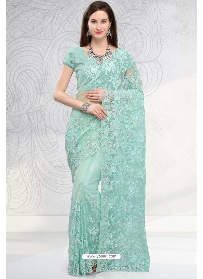 Buy Blue Saree: Viscose Georgette Hand Pre-draped With Blouse For Women by  Ariyana Couture Online at Aza Fashions.