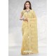 Cream Designer Fancy Party Wear Net Sari