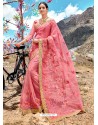 Pink Designer Net Party Wear Sari