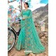 Aqua Mint Designer Net Party Wear Sari