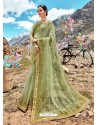 Green Designer Net Party Wear Sari