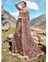 Old Rose Designer Net Party Wear Sari