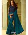 Teal Blue Fancy Designer Party Wear Sari