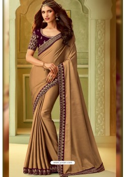 Camel Fancy Designer Party Wear Sari