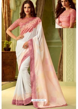 Off White Fancy Designer Party Wear Sari