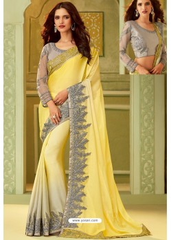 Lemon Fancy Designer Party Wear Sari