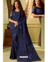 Navy Blue Fancy Designer Party Wear Sari