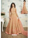 Light Orange Designer Heavy Butterfly Net Indo Western Anarkali Suit